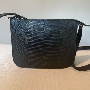 A.P.C. Black Embossed Leather Crossbody Bag
